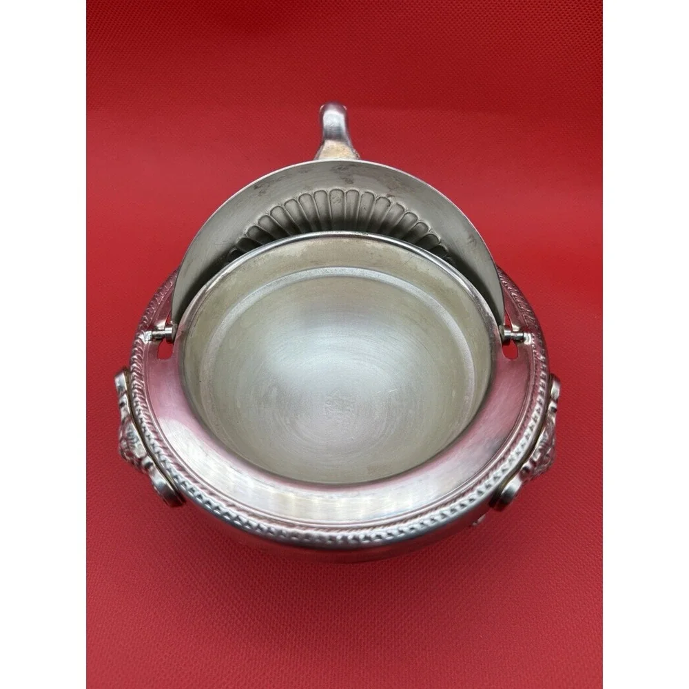 1883 FB Rogers Silver Co 273 Roll Top Caviar Butter Dish Server Lion Head Footed